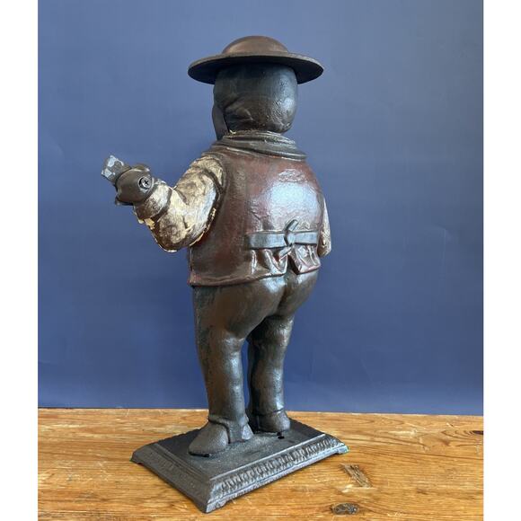 VTG Cast Iron Banjo Player Clock Figurine-16.5″ Tall-Glass Eyes-Black Americana - Picture 4 of 10